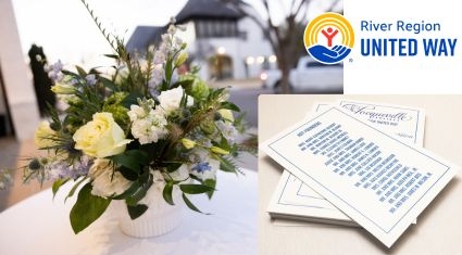 reception invitation and flowers